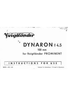 Voigtlander Prominent manual. Camera Instructions.